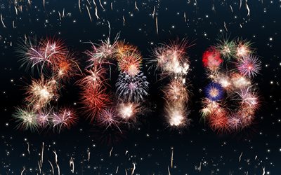 2018 Yeni Yıl, havai fişek, ışıklar, kavramlar, 2018 Yıl