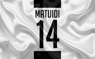 Blaise Matuidi, Juventus FC, T-shirt, 14 numero, Serie A, bianco seta nero, texture, Juve, Torino, Italia, calcio, Matuidi