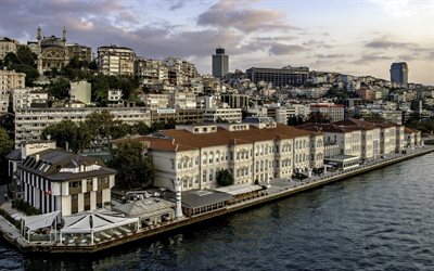 Istanbul University, cityscape, embankment, capital, evening, sunset, Istanbul, Turkey