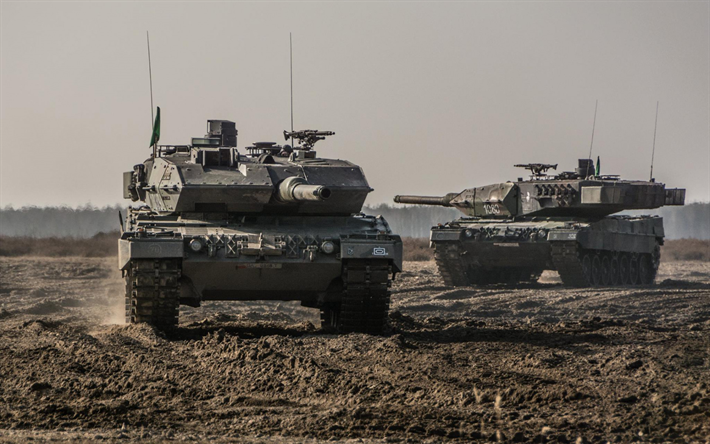 Leopard 2A7, Bundeswehr, tedesco carri da battaglia, campo di allenamento, l&#39;esercito tedesco, i serbatoi, i moderni veicoli blindati, Germania