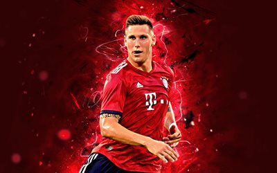 Niklas Sule, 2018, Bayern Munich FC, defender, german footballers, Bundesliga, soccer, Sule, neon lights, Germany