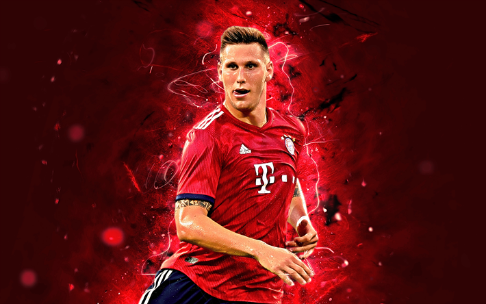 Niklas Sule, 2018, Bayern Munich FC, defender, german footballers, Bundesliga, soccer, Sule, neon lights, Germany