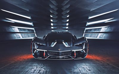 Lamborghini Terzo Millennio, garage, 2019 cars, front view, hypercars, italian cars, Lamborghini