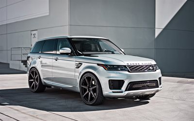 Land Rover, Range Rover Sport, 2018, silver SUV, exterior, front view, tuning, British cars