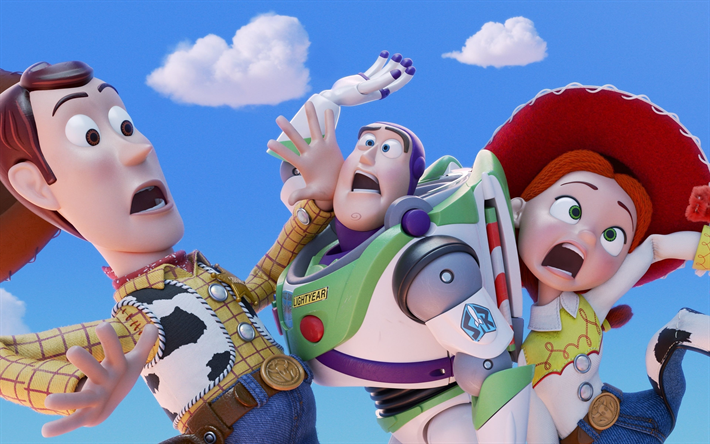 toy story 4, 2019, 4k, poster, neue cartoons, die kunst, die alle zeichen