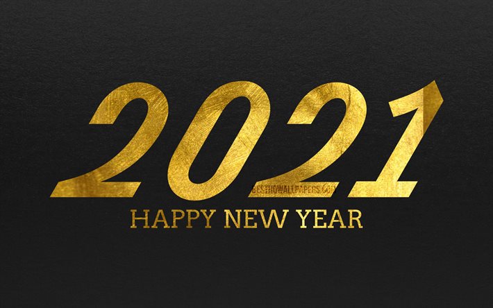 4k, Happy New Year 2021, creative, 2021 golden foil digits, 2021 concepts, black foil background, 2021 on black background, 2021 year digits, 2021 New Year, 2021 golden digits