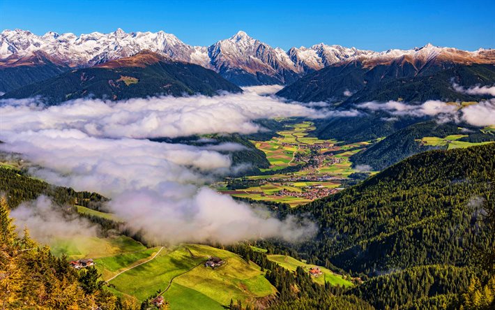 Antholz Valley, 4k, vuoret, Alpeilla, kes&#228;ll&#228;, Italia, kaunis luonto, Euroopassa