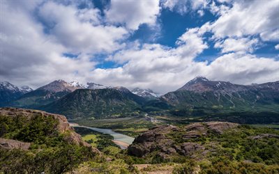 Aysen, 4k, summer, valley, mountains, Chile, South America, beautiful nature