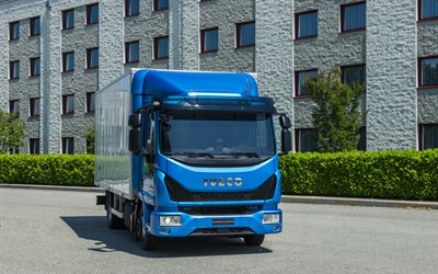 iveco eurocargo 75-210, lastwagen, neuer blauer eurocargo, frachtlieferung, neue lastwagen, iveco