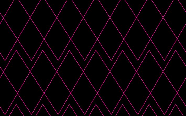 fundo de linhas roxas, fundo preto, fundo de linhas de n&#233;on, fundo geom&#233;trico