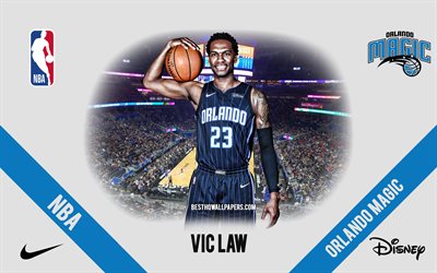 Vic Law, Orlando Magic, American Basketball Player, NBA, portrait, USA, basketball, Amway Center, Orlando Magic logo