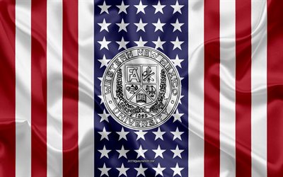 Western New Mexico University Emblem, American Flag, Western New Mexico University logo, Silver City, New Mexico, USA, Western New Mexico University