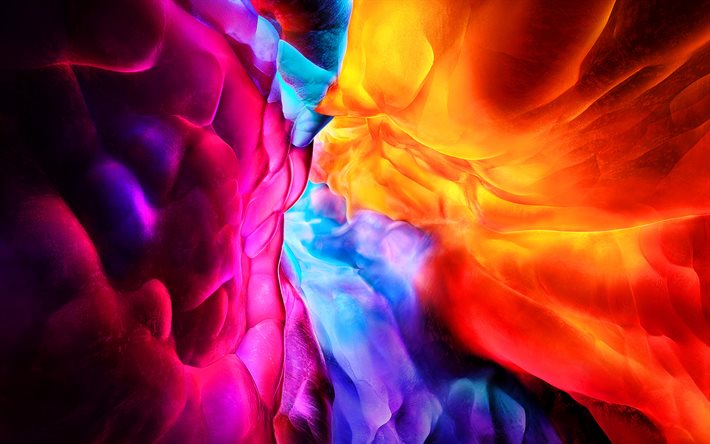 موجات ملونة ثلاثية الأبعاد, بقع الطلاء, خلفيات متموجة, موجات القوام, الخلفية مع موجات, خلفيات ملونة