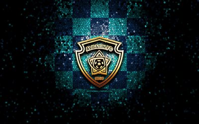 Al-Batin FC, glitter logo, Saudi Professional League, blue checkered background, soccer, saudi football club, Al Batin logo, Al Batin, mosaic art, football, Al Batin FC
