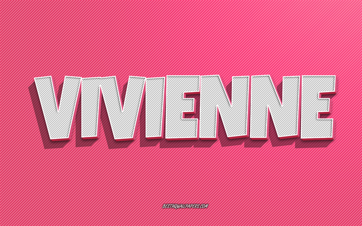 Vivienne, pink lines background, wallpapers with names, Vivienne name, female names, Vivienne greeting card, line art, picture with Vivienne name