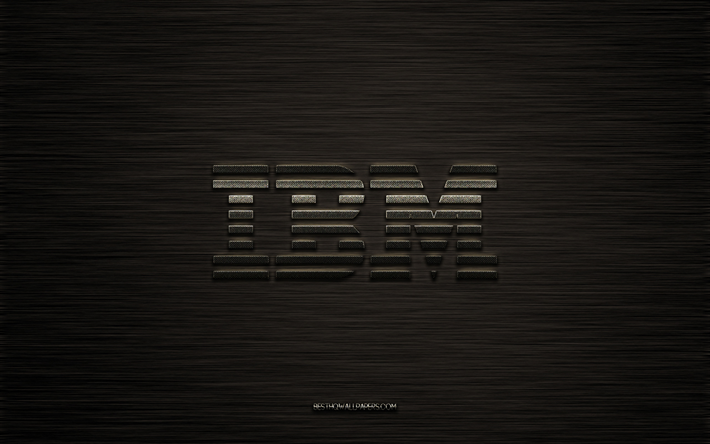 IBM kahverengi metal logosu, metal arka plan, IBM logosu, IBM amblemi, yaratıcı sanat, IBM
