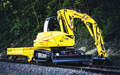 4k, Mecalac 136MRail, railway, 2021 tractors, Rail-Road Excavators, construction machinery, special equipment, construction equipment, Mecalac
