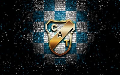 Club Atletico Temperley, glitter logo, Primera Nacional, blue white checkered background, soccer, argentinian football club, CA Temperley logo, mosaic art, Temperley FC, football, CA Temperley