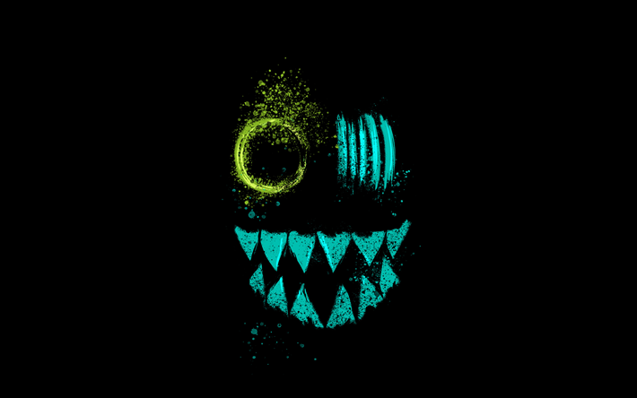 scary face, 4k, black backgrounds, grunge art, scary characters, face minimalism