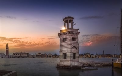 le phare, la mer, l&#39;Italie de la c&#244;te, de San Giorgio Maggiore
