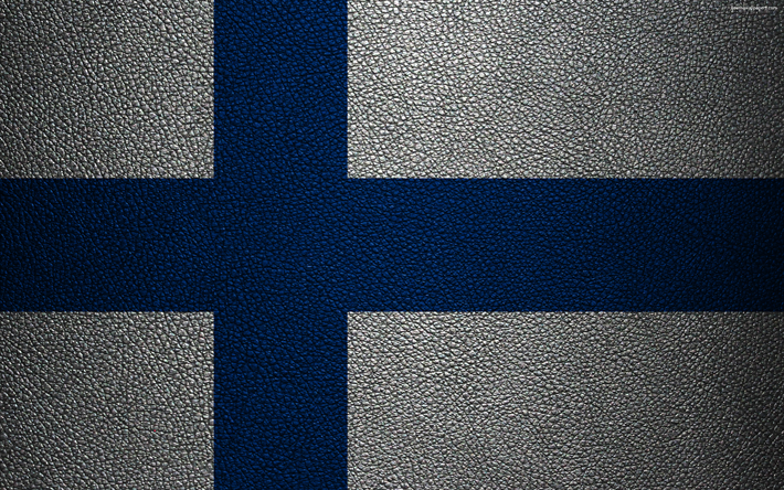 Flag of Finland, 4k, leather texture, Finnish flag, Europe, flags of Europe, Finland