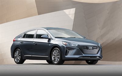 Hyundai IONIQ El&#233;trico, 2018, Hatchback, 4k, cinza IONIQ, carro el&#233;trico, Hyundai