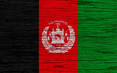 العلم من أفغانستان, 4k, آسيا, نسيج خشبي, الرموز الوطنية, أفغانستان العلم, الفن, أفغانستان