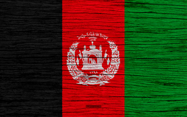 Flag of Afghanistan, 4k, Asia, wooden texture, national symbols, Afghanistan flag, art, Afghanistan