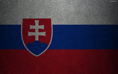 Bandeira da Eslov&#225;quia, 4k, textura de couro, Eslovaca bandeira, Europa, bandeiras da Europa, Eslov&#225;quia