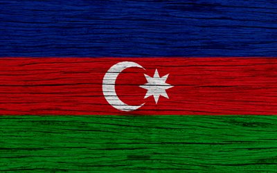 Lippu Azerbaidžan, 4k, Aasiassa, puinen rakenne, Azerbaidžanin lippu, kansalliset symbolit, art, Azerbaidžan