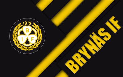 Brynas SI, 4k, Gavle, Suecia, SHL, logotipo, dise&#241;o de materiales, sueco de hockey del club, negro, amarillo abstracci&#243;n, sueco de hockey de la liga