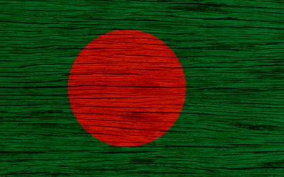 Bangladeş bayrağı, 4k, Asya, ahşap doku, Bangladeş ulusal bayrak, ulusal semboller, sanat, Bangladeş