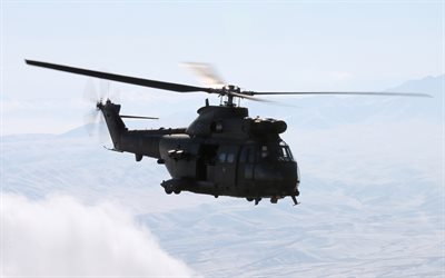 ユーロコプター EC725Caracal, 4k, 軍用ヘリコプター, 輸送ヘリコプター, エアバス-ヘリコプター H225M