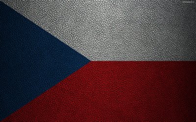Bandiera della Repubblica ceca, 4k, texture in pelle, bandiera ceca, Europa, bandiere d&#39;Europa, Repubblica ceca