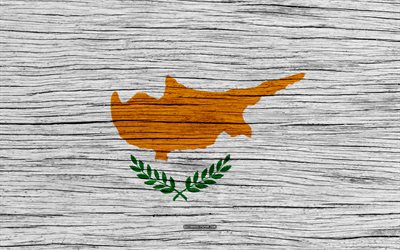 Drapeau de Chypre, 4k, en Asie, en bois, texture, pavillon Chypriote, les symboles nationaux, battant pavillon Chypriote, l&#39;art, Chypre