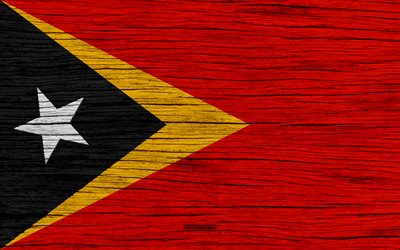 Flag of East Timor, 4k, Asia, wooden texture, national symbols, East Timor flag, art, East Timor