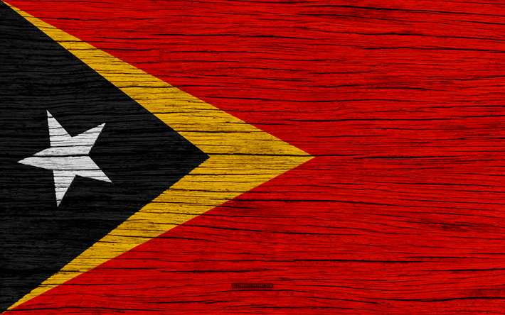 Drapeau du Timor oriental, 4k, en Asie, en bois, texture, symbole national, le Timor oriental drapeau, l&#39;art, le Timor oriental