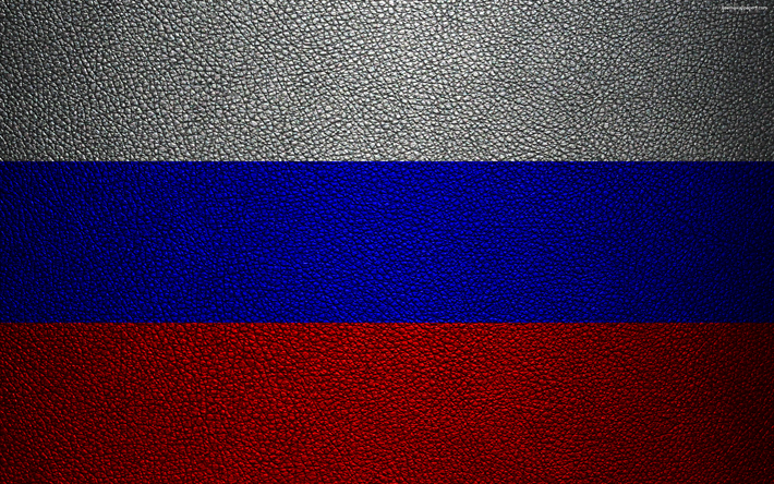 علم روسيا, 4k, جلدية الملمس, العلم الروسي, أوروبا, الروسي, أعلام أوروبا, روسيا