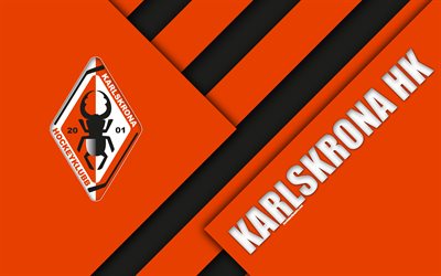 Karlskrona HK, orange-noir abstraction, 4k, la Su&#232;de, la SHL, le logo, la conception de mat&#233;riaux, le su&#233;dois club de hockey, Karlskrona, su&#233;dois de hockey de la ligue