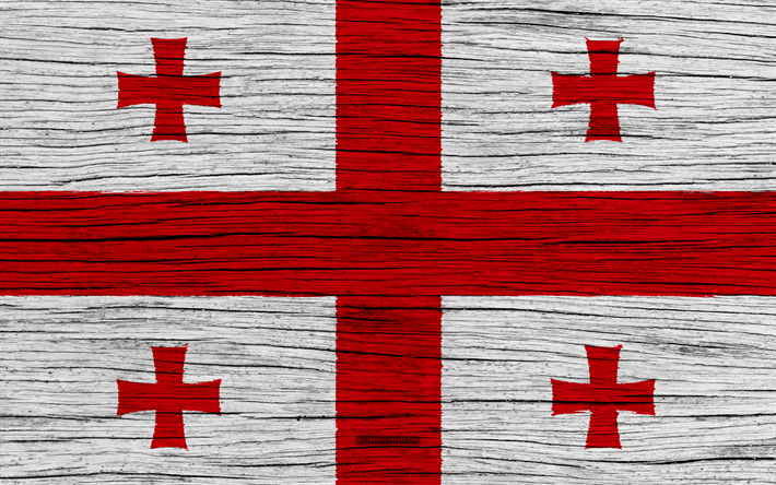 Bandera de Georgia, 4k, Asia, textura de madera, de estilo georgiano de la bandera, los s&#237;mbolos nacionales, la bandera de Georgia, el arte, Georgia