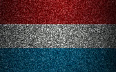 Flag of Luxembourg, 4k, leather texture, Luxembourg flag, Europe, flags of Europe, Luxembourg