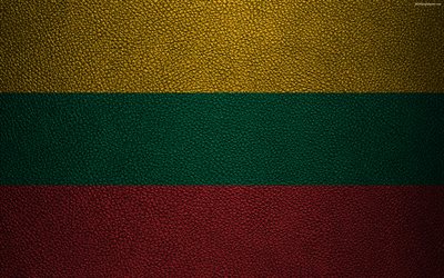 Liettuan lipun alla, 4k, nahka rakenne, Liettuan lippu, Euroopassa, flags of Europe, Liettua