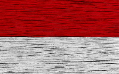 Flag of Indonesia, 4k, Asia, wooden texture, Indonesian flag, national symbols, Indonesia flag, art, Indonesia