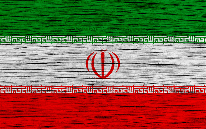 Lippu Iranin, 4k, Aasiassa, puinen rakenne, Iranin lippu, kansalliset symbolit, art, Iran
