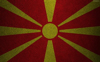 Makedonian lippu, 4k, nahka rakenne, Euroopassa, flags of Europe, Tasavallassa Makedoniassa