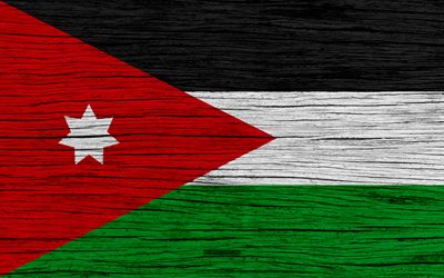Flag of Jordan, 4k, Asia, wooden texture, Jordan national flag, national symbols, Jordan flag, art, Jordan