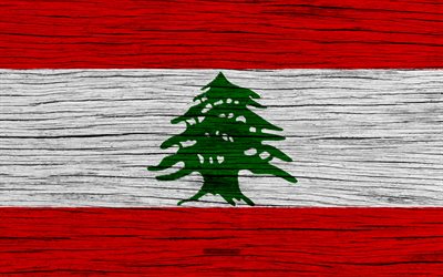 Flag of Lebanon, 4k, Asia, wooden texture, Lebanese flag, national symbols, Lebanon flag, art, Lebanon