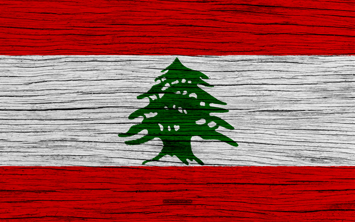 旗のレバノン, 4k, アジア, 木肌, レバノンのフラグ, 国立記号, 美術, レバノン