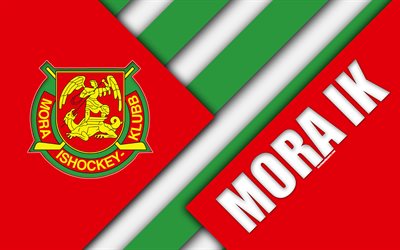 Mora IK, 4k, SHL, logo, design de material, Sueco de h&#243;quei clube, Mora, Su&#233;cia, vermelho abstra&#231;&#227;o, Sueco hockey league