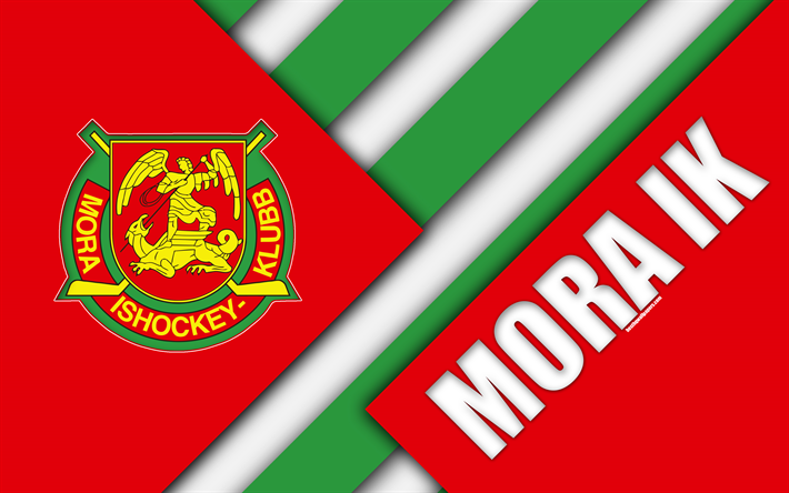 Mora IK, 4k, SHL, logo, materiaali suunnittelu, Ruotsin hockey club, Mora, Ruotsi, abstraktio, punainen, Swedish hockey league